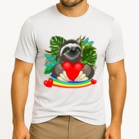 Happy Valentines Day Cute Sloth With Rainbow And Heart Cooling Performance Crew T-Shirt
