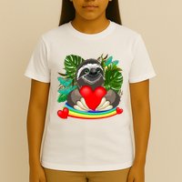 Happy Valentines Day Cute Sloth With Rainbow And Heart T-Shirt