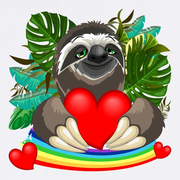 Happy Valentines Day Cute Sloth With Rainbow And Heart T-Shirt