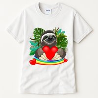 Happy Valentines Day Cute Sloth With Rainbow And Heart Tall T-Shirt