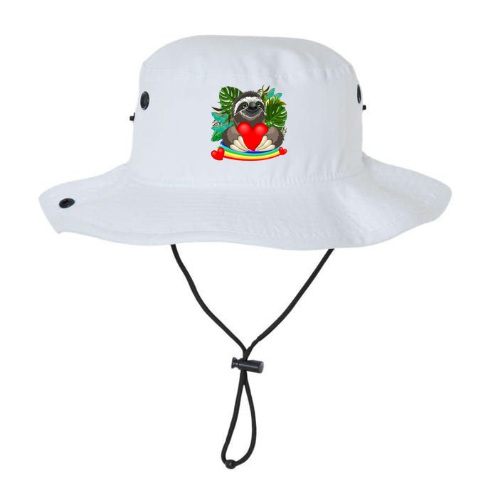 Happy Valentines Day Cute Sloth With Rainbow And Heart Bucket Hat