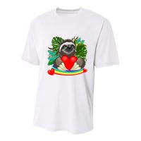 Happy Valentines Day Cute Sloth With Rainbow And Heart Youth Performance Sprint T-Shirt