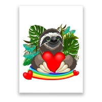 Happy Valentines Day Cute Sloth With Rainbow And Heart Poster