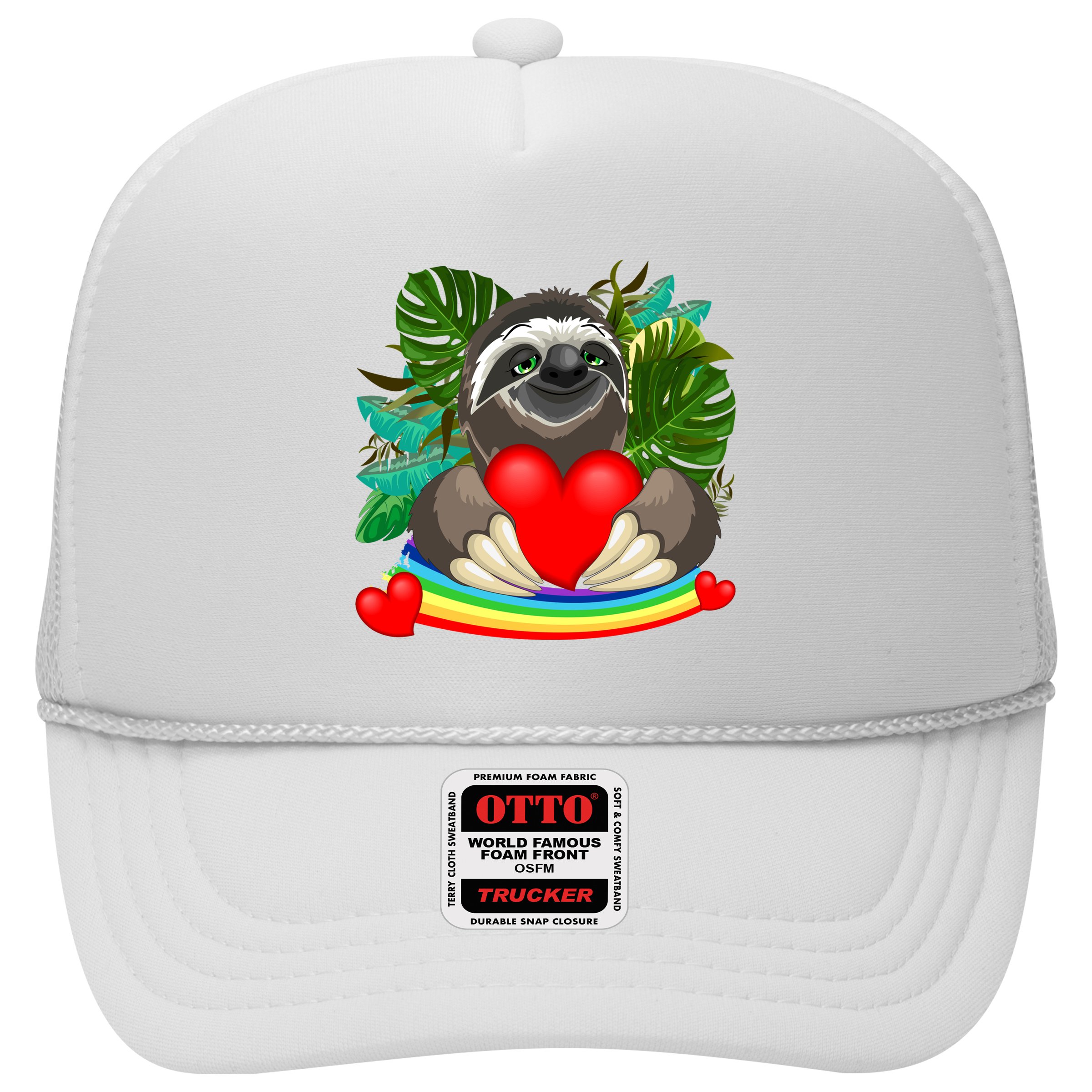 Happy Valentines Day Cute Sloth With Rainbow And Heart Hat