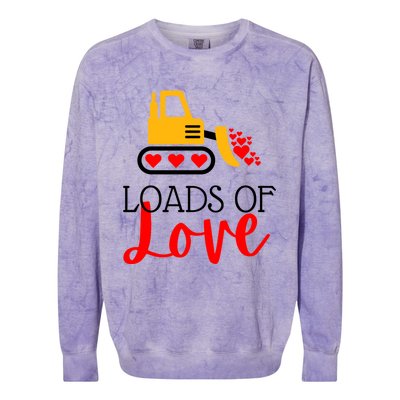 Happy Valentines Day Excavator Loads Of Love Great Gift Colorblast Crewneck Sweatshirt