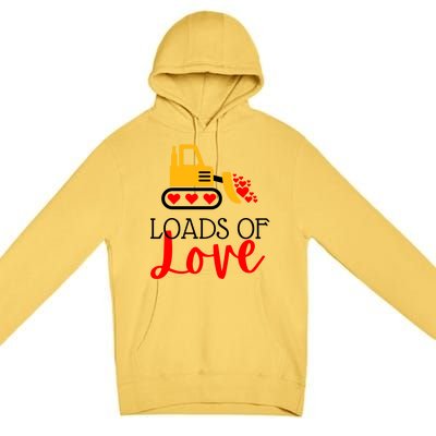 Happy Valentines Day Excavator Loads Of Love Great Gift Premium Pullover Hoodie