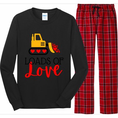 Happy Valentines Day Excavator Loads Of Love Great Gift Long Sleeve Pajama Set