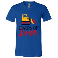 Happy Valentines Day Excavator Loads Of Love Great Gift V-Neck T-Shirt