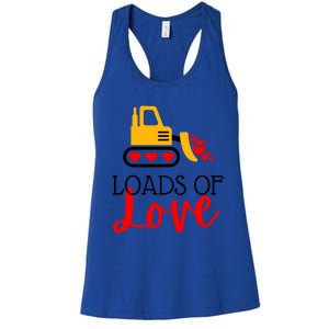 Happy Valentines Day Excavator Loads Of Love Great Gift Women's Racerback Tank