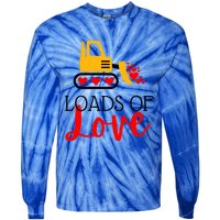 Happy Valentines Day Excavator Loads Of Love Great Gift Tie-Dye Long Sleeve Shirt