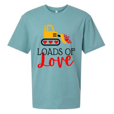 Happy Valentines Day Excavator Loads Of Love Great Gift Sueded Cloud Jersey T-Shirt