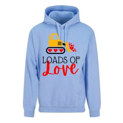 Happy Valentines Day Excavator Loads Of Love Great Gift Unisex Surf Hoodie