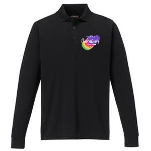 Happy Valentines Day Heart Cute Gift Performance Long Sleeve Polo