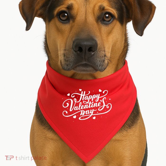 Happy Valentines Day Romantic Gift USA-Made Doggie Bandana