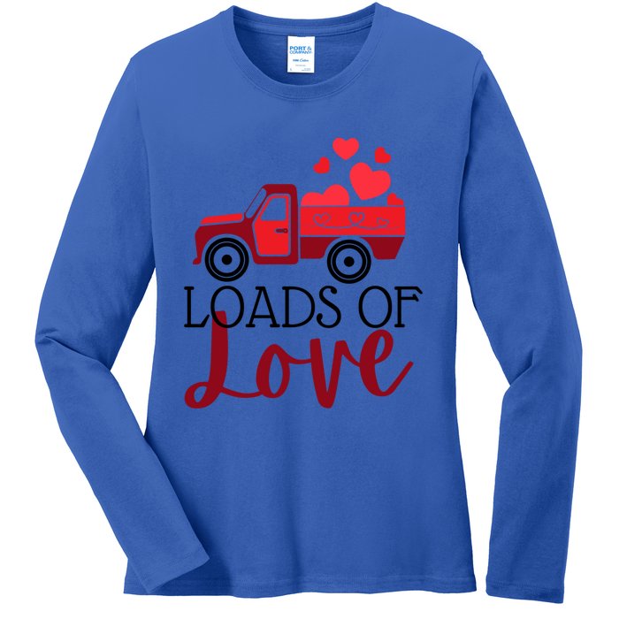 Happy Valentines Day Farm Truck Loads Of Love Gift Ladies Long Sleeve Shirt