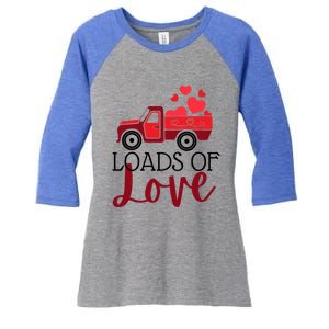 Happy Valentines Day Farm Truck Loads Of Love Gift Women's Tri-Blend 3/4-Sleeve Raglan Shirt