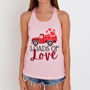 Happy Valentines Day Farm Truck Loads Of Love Gift Women's Knotted Racerback Tank