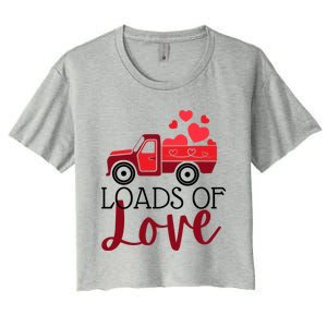 Happy Valentines Day Farm Truck Loads Of Love Gift Women's Crop Top Tee