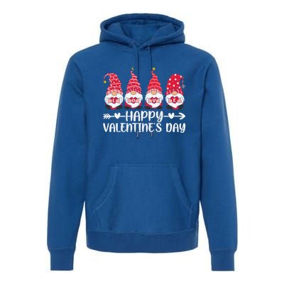 Happy Valentines Day Four Gnomes Holding Heart Love Gift Premium Hoodie