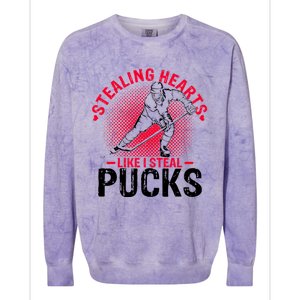 Happy Valentines Day Roses Date Night Flowers Ice Hockey Great Gift Colorblast Crewneck Sweatshirt