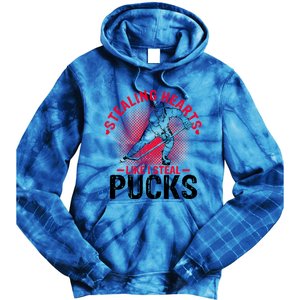 Happy Valentines Day Roses Date Night Flowers Ice Hockey Great Gift Tie Dye Hoodie