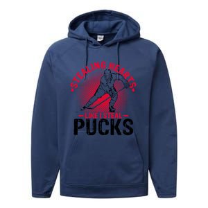 Happy Valentines Day Roses Date Night Flowers Ice Hockey Great Gift Performance Fleece Hoodie