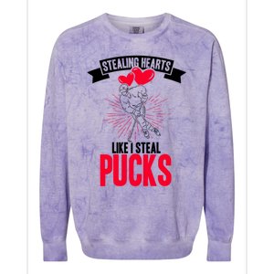 Happy Valentines Day Roses Date Night Flowers Love Hockey Meaningful Gift Colorblast Crewneck Sweatshirt