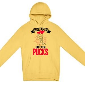 Happy Valentines Day Roses Date Night Flowers Love Hockey Meaningful Gift Premium Pullover Hoodie