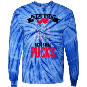 Happy Valentines Day Roses Date Night Flowers Love Hockey Meaningful Gift Tie-Dye Long Sleeve Shirt