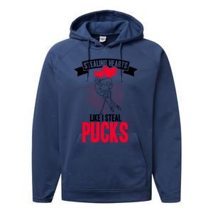 Happy Valentines Day Roses Date Night Flowers Love Hockey Meaningful Gift Performance Fleece Hoodie