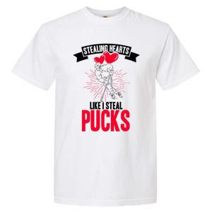 Happy Valentines Day Roses Date Night Flowers Love Hockey Meaningful Gift Garment-Dyed Heavyweight T-Shirt