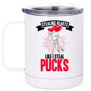 Happy Valentines Day Roses Date Night Flowers Love Hockey Meaningful Gift 12 oz Stainless Steel Tumbler Cup