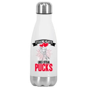 Happy Valentines Day Roses Date Night Flowers Love Hockey Meaningful Gift Stainless Steel Insulated Water Bottle