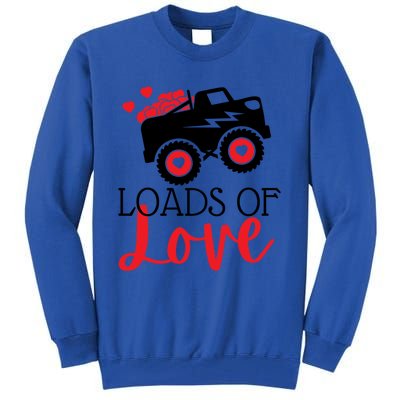 Happy Valentines Day Monster Truck Loads Of Love Funny Gift Tall Sweatshirt