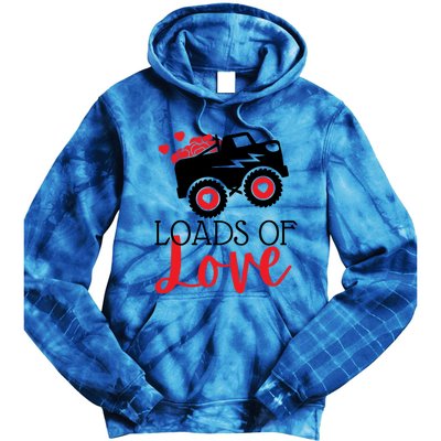 Happy Valentines Day Monster Truck Loads Of Love Funny Gift Tie Dye Hoodie