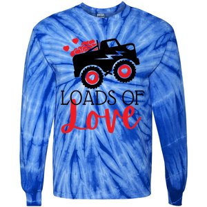 Happy Valentines Day Monster Truck Loads Of Love Funny Gift Tie-Dye Long Sleeve Shirt