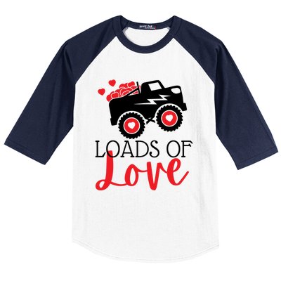 Happy Valentines Day Monster Truck Loads Of Love Funny Gift Baseball Sleeve Shirt