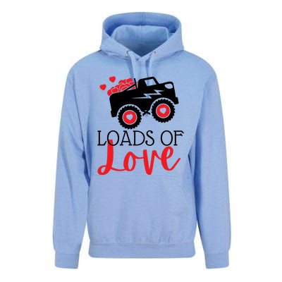 Happy Valentines Day Monster Truck Loads Of Love Funny Gift Unisex Surf Hoodie