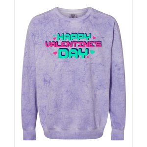 Happy Valentines Day Retro Neon Gift Colorblast Crewneck Sweatshirt