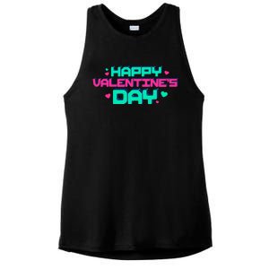 Happy Valentines Day Retro Neon Gift Ladies PosiCharge Tri-Blend Wicking Tank