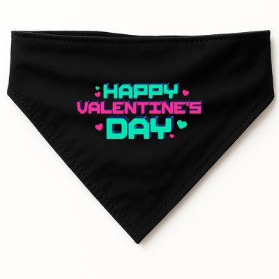 Happy Valentines Day Retro Neon Gift USA-Made Doggie Bandana