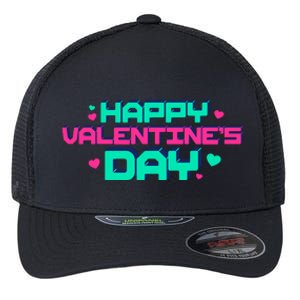 Happy Valentines Day Retro Neon Gift Flexfit Unipanel Trucker Cap