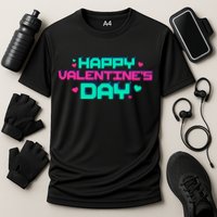 Happy Valentines Day Retro Neon Gift Cooling Performance Crew T-Shirt