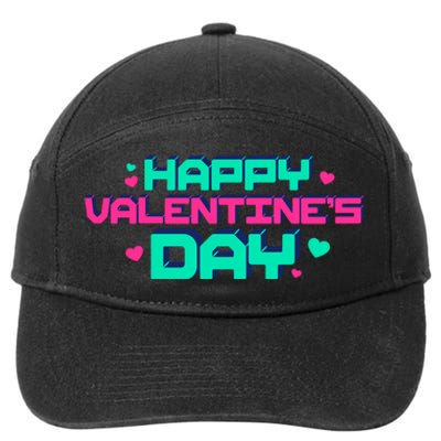 Happy Valentines Day Retro Neon Gift 7-Panel Snapback Hat