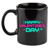 Happy Valentines Day Retro Neon Gift 11oz C Handle Ceramic Mug