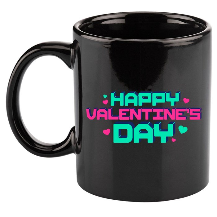 Happy Valentines Day Retro Neon Gift 11oz C Handle Ceramic Mug