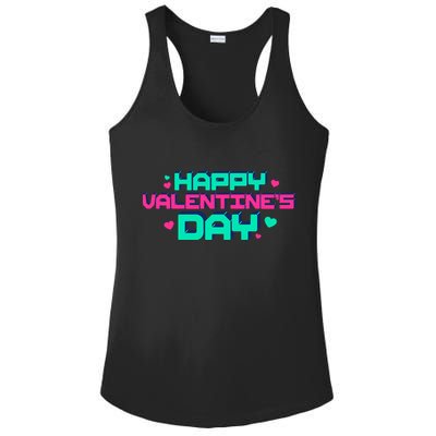 Happy Valentines Day Retro Neon Gift Ladies PosiCharge Competitor Racerback Tank