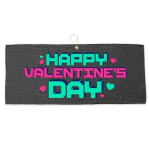 Happy Valentines Day Retro Neon Gift Large Microfiber Waffle Golf Towel