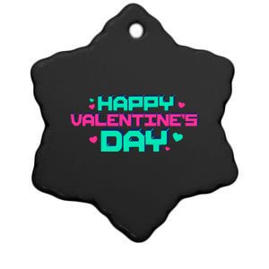 Happy Valentines Day Retro Neon Gift Ceramic Star Ornament