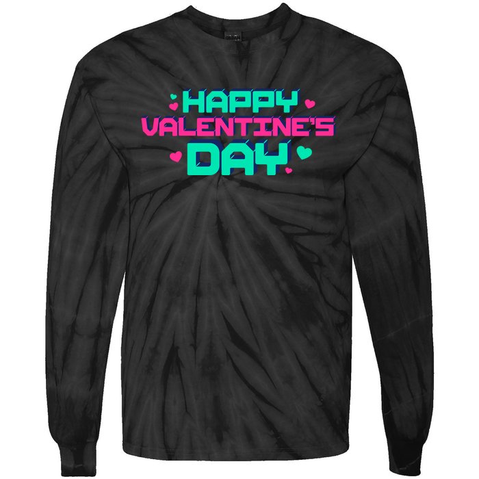 Happy Valentines Day Retro Neon Gift Tie-Dye Long Sleeve Shirt